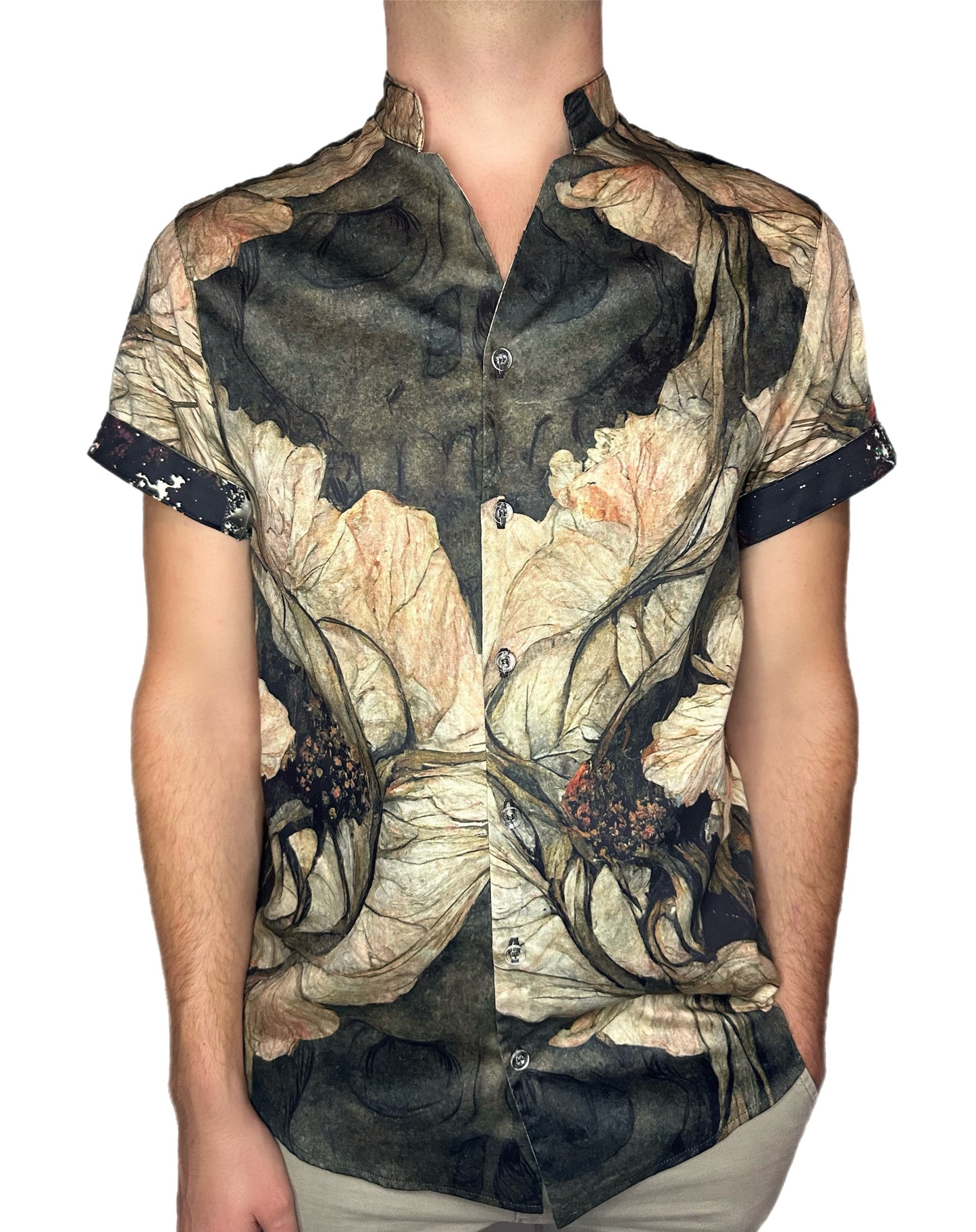 Death Flower Short Sleeve Button Down Shirt