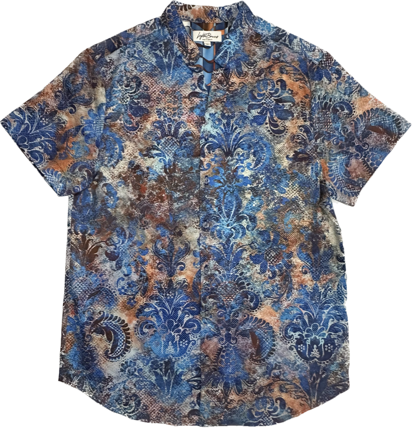 Floral Damask Short Sleeve Button Down Shirt
