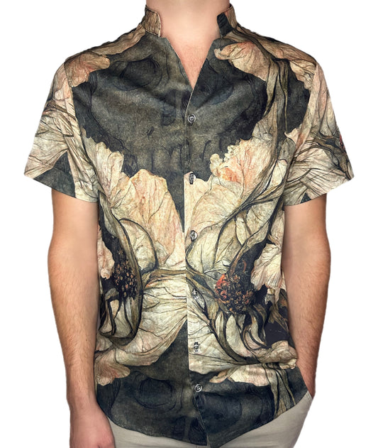 Death Flower Short Sleeve Button Down Shirt