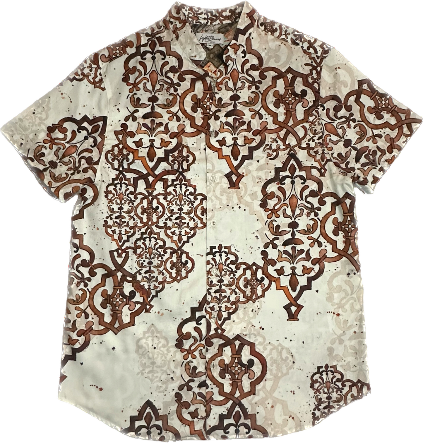 Deconstructed Baroque Short Sleeve Button Down Shirt