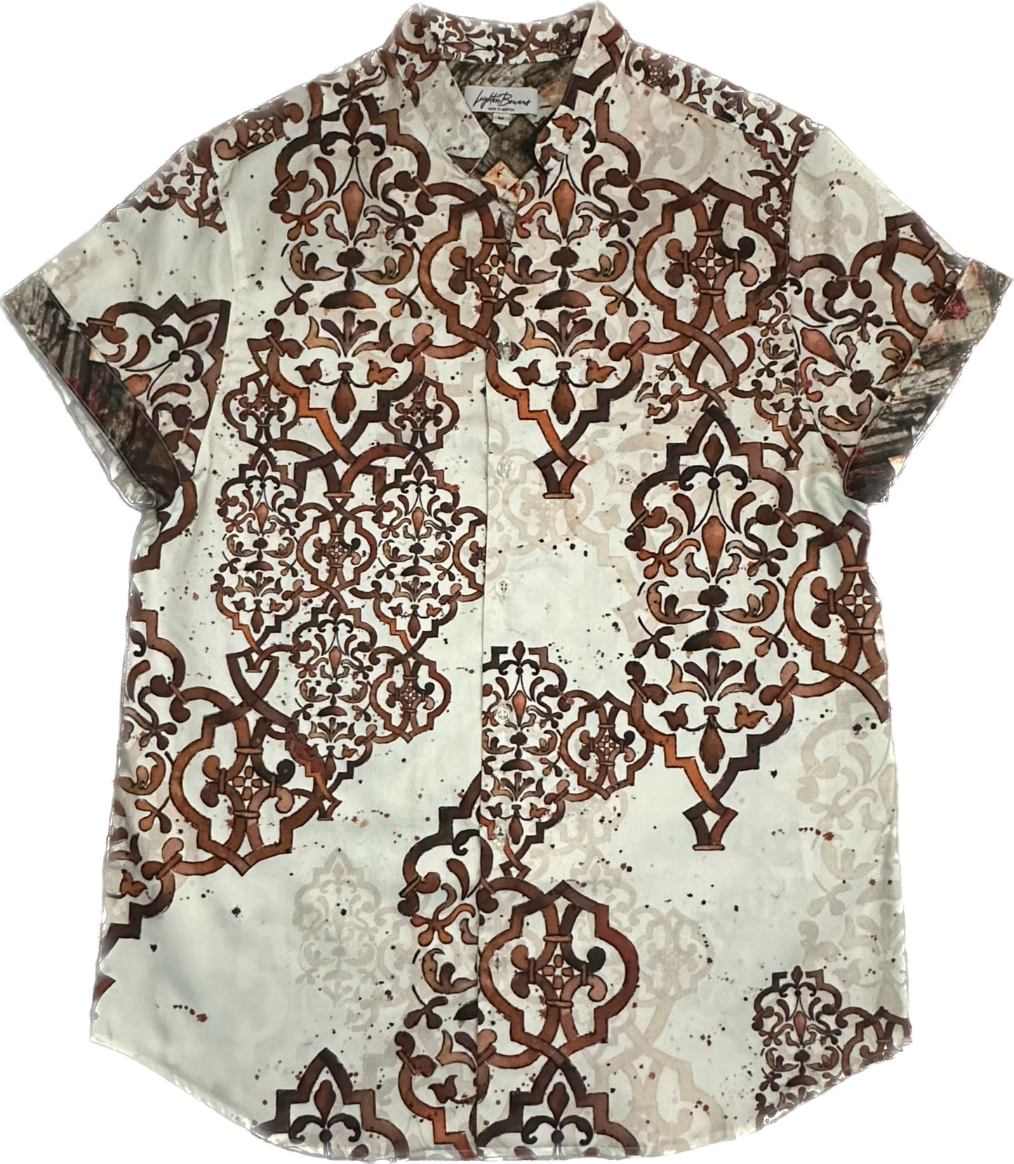 Deconstructed Baroque Short Sleeve Button Down Shirt