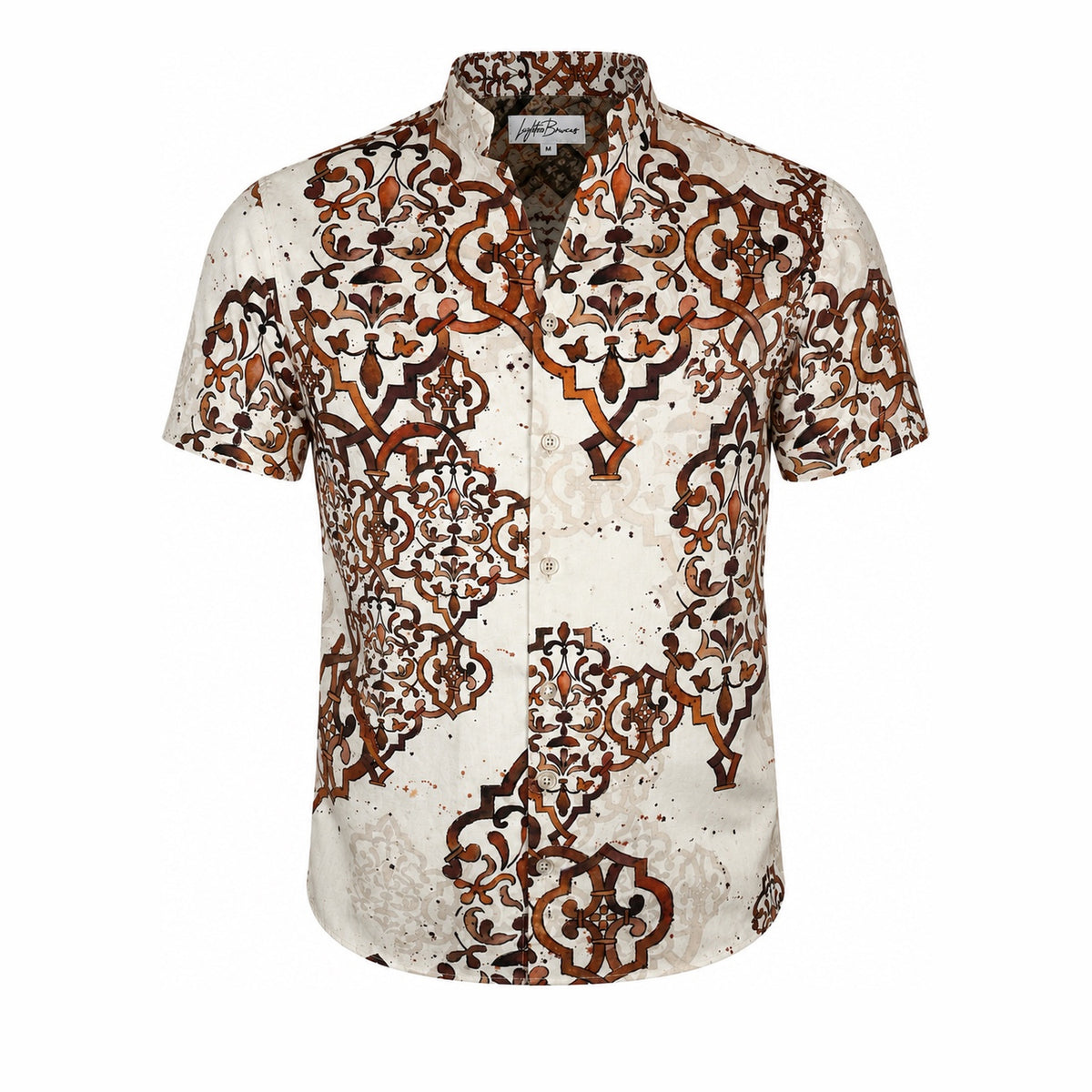 Deconstructed Baroque Short Sleeve Button Down Shirt