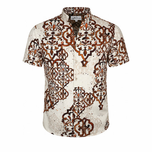 Deconstructed Baroque Short Sleeve Button Down Shirt