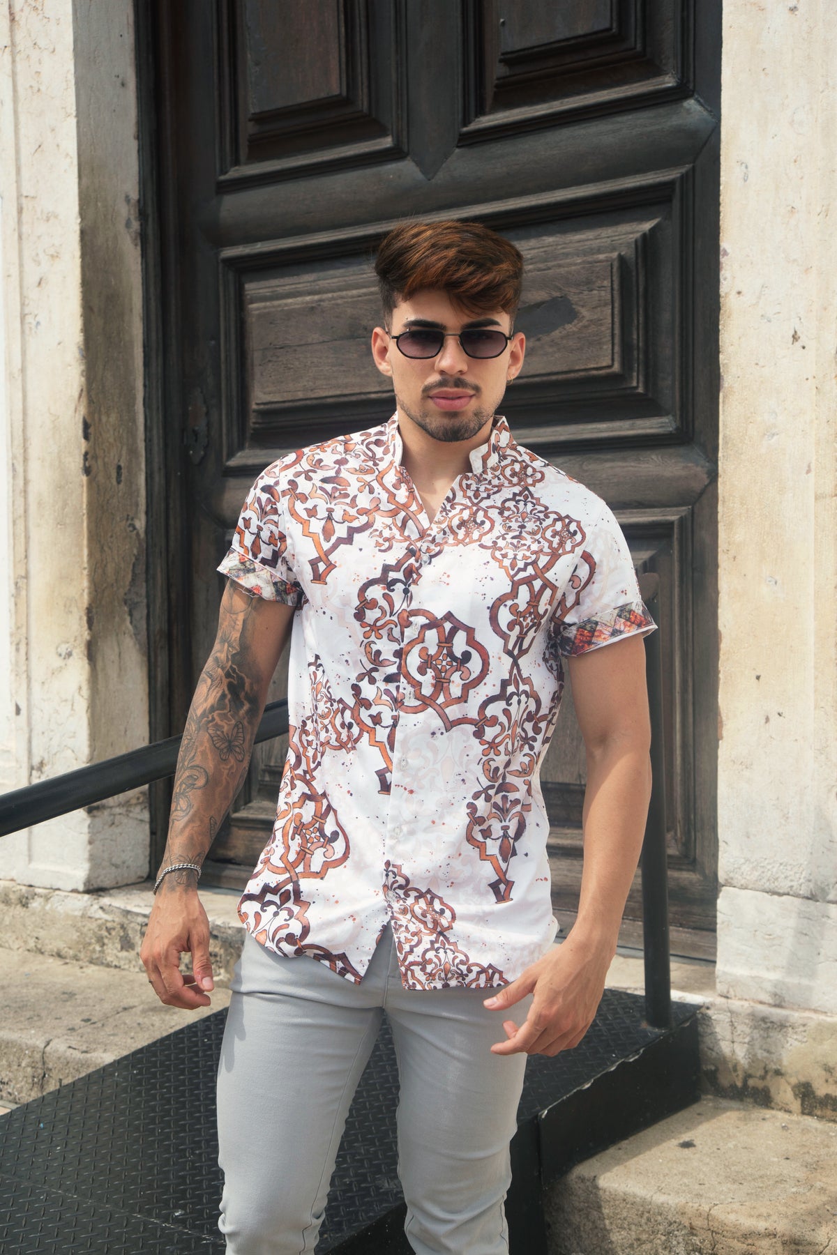 Sinister Recipe Short Sleeve Button Down Shirt